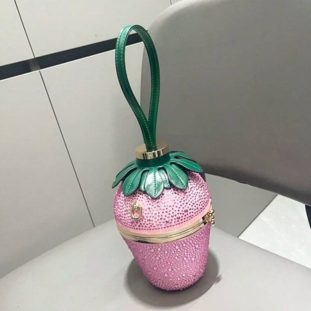 Rhinestone Strawberry Handbag (Crossbody Option)